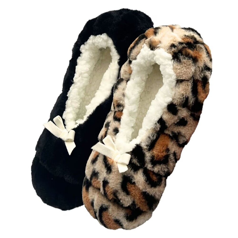 Brookstone Women's Soft & Cozy Slipper Socks with Anti-Slip Grip 2 pack New